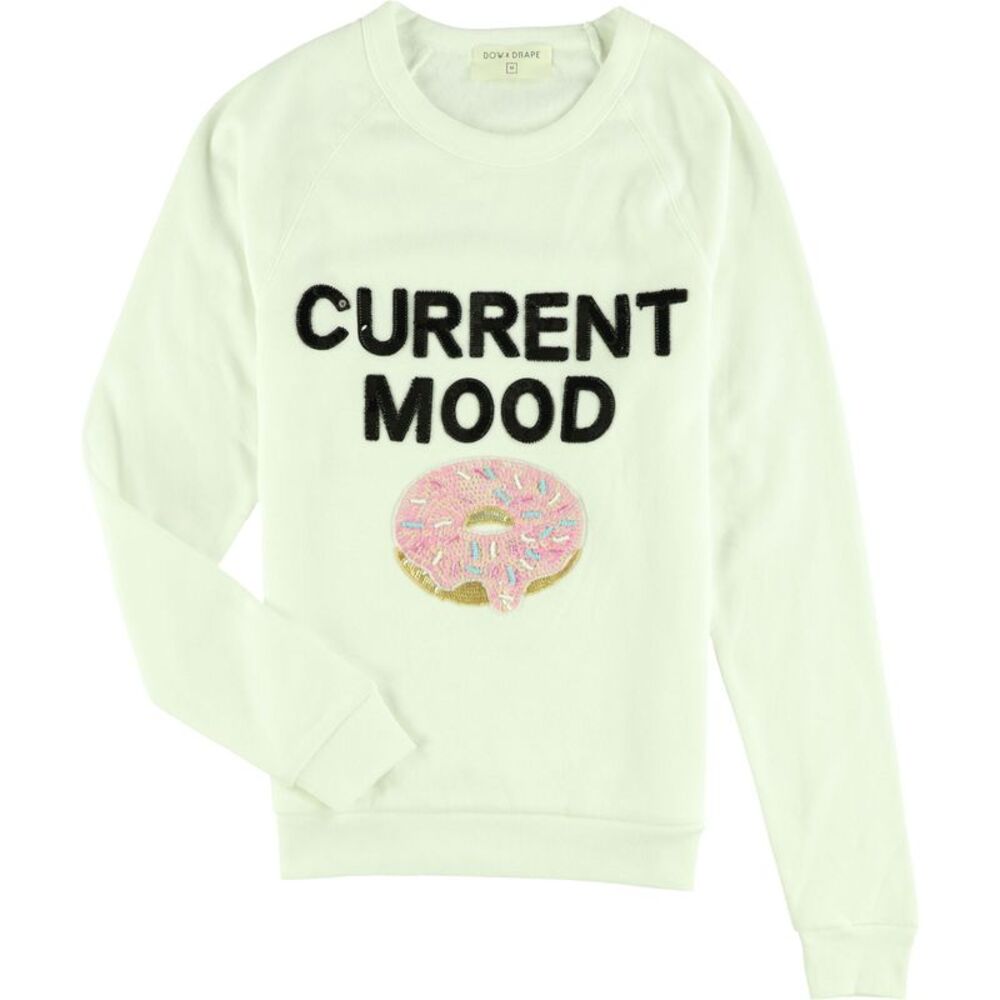 Bow & Drape Womens Current Mood Sweatshirt, White, M, DM